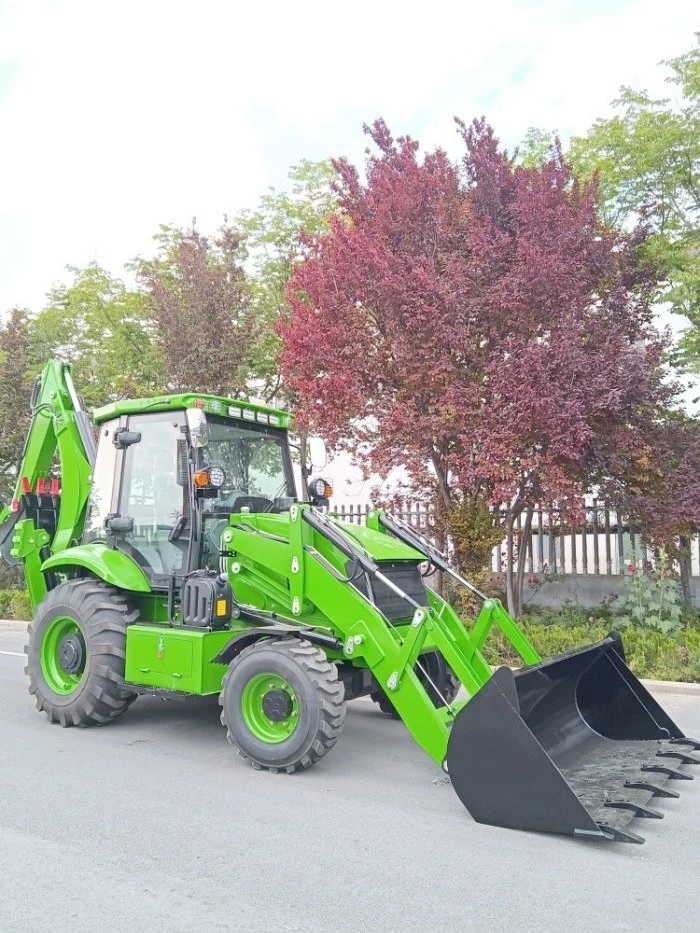 Backhoe loader in landscaping work